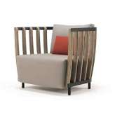 Fotel ogrodowy z drewna tekowego z podłokietnikami Ethimo Swing
