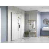3 panele w łazience z prostym drążkiem stabilizującym Flair Showers Ayo 3 Wetroom Panels