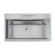 Pojedynczy zlewozmywak ze stali nierdzewnej montowany na równi z blatem Foster Fl 1V 72x32 FT INOX