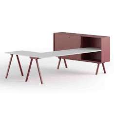 Drewniane biurko biurowe w kształcie litery L z półkami Gaber Sistema 2027 L