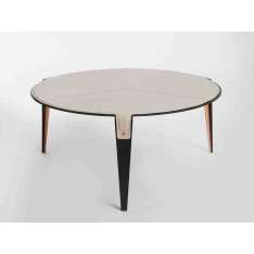 Okrągły skórzany stolik kawowy do salonu Gabriel Scott Bardot
