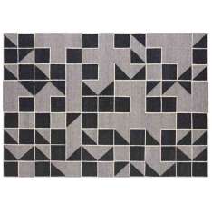 Ręcznie wykonany prostokątny dywanik wełniany o geometrycznych kształtach GAN MODICA GREY