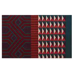 Prostokątny dywanik wełniany o geometrycznych kształtach GAN Ndebele RED