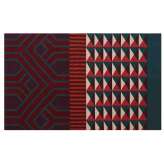 Prostokątny dywanik wełniany o geometrycznych kształtach GAN Ndebele RED