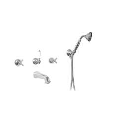 Zestaw wannowy ścienny 5-otworowy z główką prysznicową Gentry Home Chopin Metal