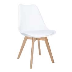 Poduszka Krzesło Nordic Premium białe - podstawa dębowa | z ekoskóry