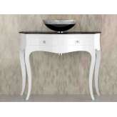 Podłogowy zlewozmywak konsolowy z szufladami Glass Design Leonardo CANTO XL WHITE FLARE TECH BLACK