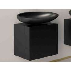 Pojedyncza drewniana szafka pod umywalkę Glass Design Leonardo CUBUS BLACK KOOL MAX BLACK
