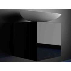 Pojedyncza drewniana szafka pod umywalkę Glass Design Leonardo CUBUS BLACK KOOL MAX WHITE