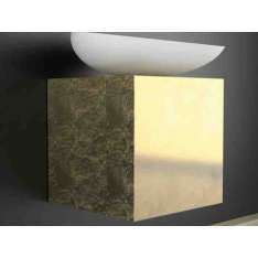 Pojedyncza ścienna szafka na kosmetyki toaletowe Glass Design Leonardo CUBUS GOLD LEAF KOOL MAX WHITE
