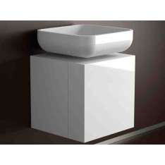 Pojedyncza drewniana szafka pod umywalkę Glass Design Leonardo CUBUS WHITE JIMMY SMALL WHITE
