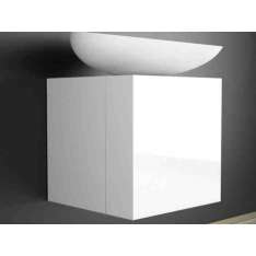 Pojedyncza drewniana szafka pod umywalkę Glass Design Leonardo CUBUS WHITE KOOL MAX WHITE