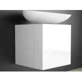 Pojedyncza drewniana szafka pod umywalkę Glass Design Leonardo CUBUS WHITE KOOL MAX WHITE