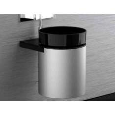 Naścienna drewniana szafka na kosmetyki Glass Design Leonardo KOIN MEDIO DARK INOX RHO BLACK