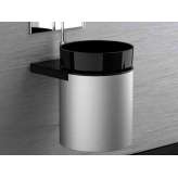 Naścienna drewniana szafka na kosmetyki Glass Design Leonardo KOIN MEDIO DARK INOX RHO BLACK
