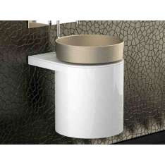 Naścienna drewniana szafka na kosmetyki Glass Design Leonardo KOIN MEDIO WHITE RHO PLATINUM
