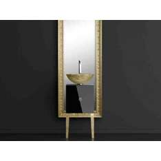 Pojedyncza drewniana szafka pod umywalkę z lustrem Glass Design Monnalisa FLORENCE BLACK MOSAIC GOLD