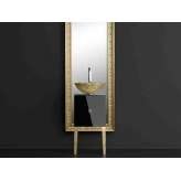 Pojedyncza drewniana szafka pod umywalkę z lustrem Glass Design Monnalisa FLORENCE BLACK MOSAIC GOLD