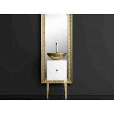 Pojedyncza drewniana szafka pod umywalkę z lustrem Glass Design Monnalisa FLORENCE WHITE MOSAIC GOLD