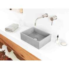 Nablatowa prostokątna betonowa umywalka z ręcznym spłukiwaniem Gravelli BOX MINI