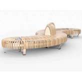 Drewniane ławki z oparciem Green Furniture Concept NOVA C DOUBLE MIX ONDULAR