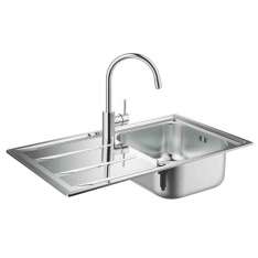 Pojedynczy wbudowany zlewozmywak ze stali nierdzewnej z ociekaczem Grohe K400