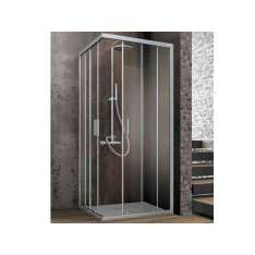Narożna kryształowa kabina prysznicowa z dwoma przesuwanymi drzwiami Gruppo Geromin ASTER-T