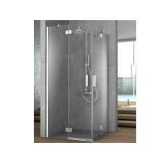 Narożna kryształowa kabina prysznicowa z dwoma drzwiami żaluzjowymi Gruppo Geromin ELEMENT