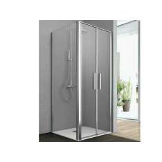 Narożna kabina prysznicowa z dwoma drzwiami salonowymi i jednymi stałymi bocznymi Gruppo Geromin LINE