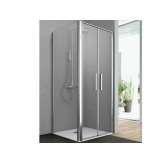 Narożna kabina prysznicowa z dwoma drzwiami salonowymi i jednymi stałymi bocznymi Gruppo Geromin LINE