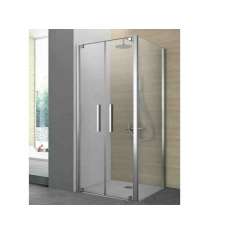 Narożna kabina prysznicowa z jednymi drzwiami salonowymi i jedną stałą burtą Gruppo Geromin PIVOT