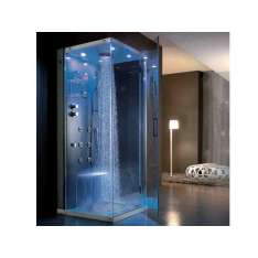 Narożna wielofunkcyjna kryształowa kabina prysznicowa z hydromasażem Gruppo Geromin Tempo 90 x 90