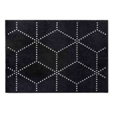 Dywanik z materiału z recyklingu o geometrycznych kształtach Heymat Hagl BLACK