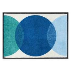 Dywanik z materiału z recyklingu o geometrycznych kształtach Heymat Spot BLUE