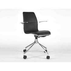 Obrotowe skórzane krzesło biurowe z podstawą 4-Spoke Howe AS100
