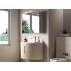 Pojedyncza ceramiczno-drewniana szafka pod umywalkę z lustrem Ideagroup Moon COMP M08