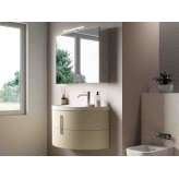 Pojedyncza ceramiczno-drewniana szafka pod umywalkę z lustrem Ideagroup Moon COMP M08