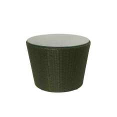 Niski okrągły ogrodowy stolik boczny z włókna syntetycznego Il Giardino di Legno Sentosa