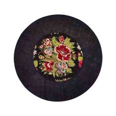 Okrągły dywanik z kwiatowym wzorem Italy Dream Design GIOTTO FIORI NERO