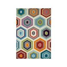 Dywanik wełniany o geometrycznych kształtach Jaipur Rugs MESILLA PDWL-5101 White/Orange