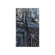 Ręcznie robiony dywanik Jaipur Rugs USL-205 Ebony/Medieval Blue