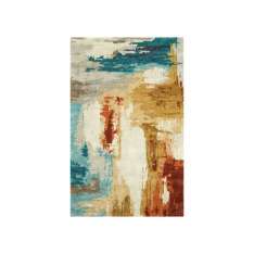 Ręcznie wykonany prostokątny dywanik Jaipur Rugs TAQ-4373 Light Turquoise/Gold