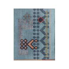 Ręcznie wykonany prostokątny dywan z wełny i jedwabiu bambusowego Jaipur Rugs AKWB-7003 SEASIDE BLUE/SEASIDE BLUE