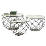 Okrągły szklany stolik kawowy Kare Design Wire GRID