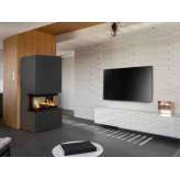 Stalowy kominek opalany drewnem z panoramiczną szybą Kratki HOME EASY BOX