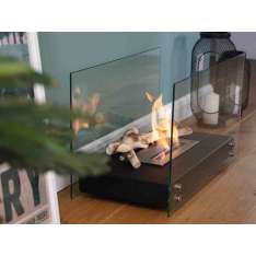 Biokominek wolnostojący na bioetanol, szkło i stal Kratki HOTEL