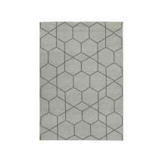 Ręcznie wykonany prostokątny dywanik wełniany o geometrycznych kształtach Kuatro GEOMY HEXAS