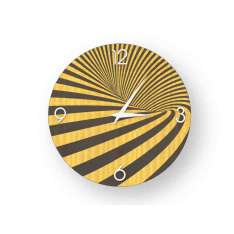 Zegar ścienny wykonany z inkrustowanego drewna Lignis OPTICAL COLORS
