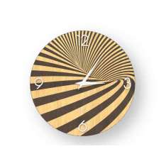 Zegar ścienny wykonany z inkrustowanego drewna Lignis OPTICAL WARM