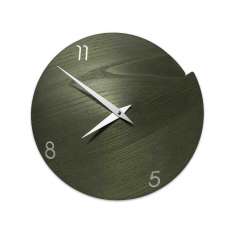 Drewniany zegar ścienny Lignis Vulcano NUMBERS DARK GREEN ASH